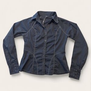 GREY Button-Up Blouse, Small fit Medium